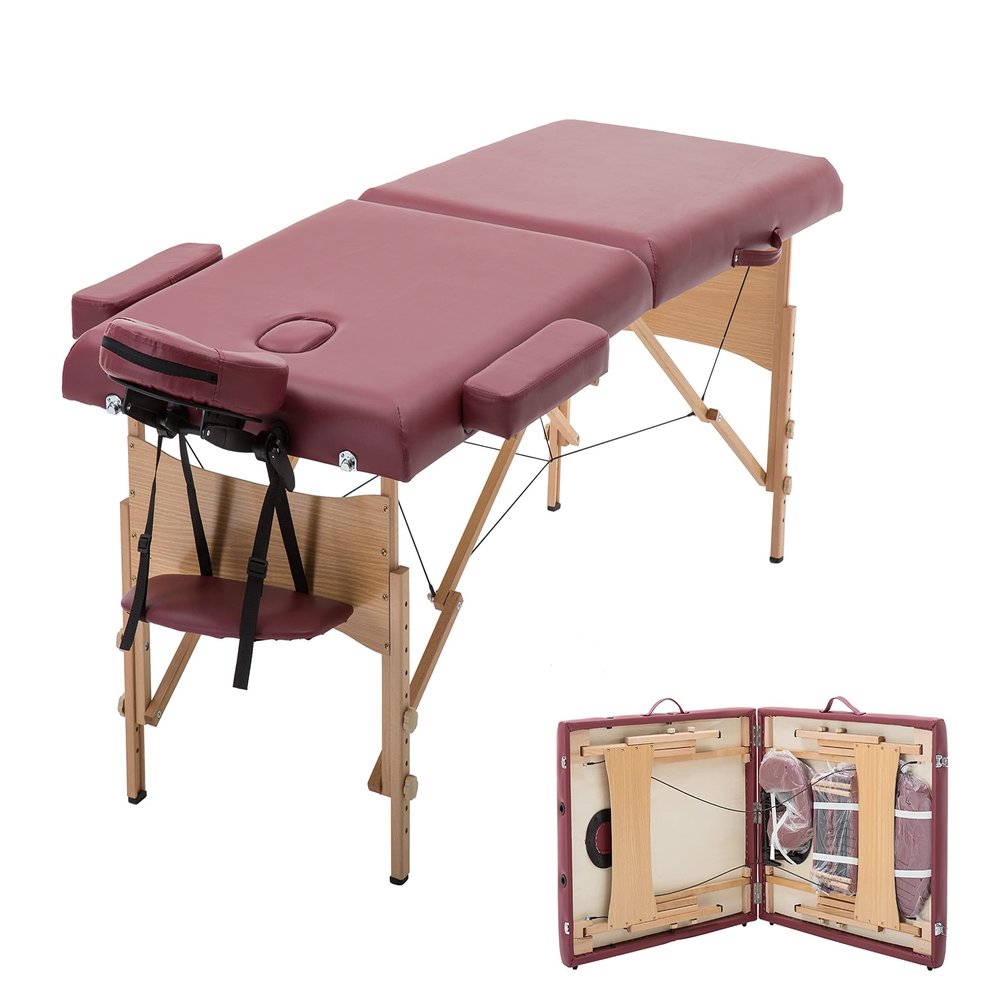 28 In Wide Massage Tables Portable Lash Bed 73 inch Tattoo Table, Height Adjustable Portable Spa Bed, 2 Folding Chiropractic Table w/Carry Case/Face Cradle/Hand Pallet for Travel Physical Therapist