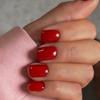 KQueenest Light Red Press on Nails Short Square, Acrylic Fake Nails Short, Natural Fit Small False Nails Press ons, Reusable Gel Stick on Nails for Women New Year Wear in 24 Pcs view 1