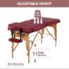 Massage Tables Portable Lash Bed 73 in Long 24 in Wide Tattoo Table, Height Adjustable Portable Spa Bed, 2 Folding Chiropractic Table w/Carry Case/Face Cradle/Hand Pallet for Physical Therapist view 2