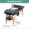 Massage Tables Portable Lash Bed 73 inch Tattoo Table, Height Adjustable Portable Spa Bed, 3 Folding Chiropractic Table w/Carry Case/Face Cradle/Hand Pallet/Towel Hanger/Oil Pouch/Sheet/2 Bolster view 2