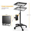 Salon Rolling Cart With 2 Magnetic Bowls, Height Adjustable Metal Aluminum Tray on Wheels for Hair Stylist, Extension Tool, Tattoo - Stickless Wheels view 4