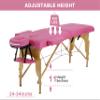 24 In Wide Massage Tables Portable Lash Bed 73 inch Tattoo Table, Height Adjustable Portable Spa Bed, 2 Folding Chiropractic Table w/Carry Case/Face Cradle/Hand Pallet for Travel Physical Therapist view 4