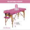 Massage Tables Portable Lash Bed 73 in Long 24 in Wide Tattoo Table, Height Adjustable Portable Spa Bed, 2 Folding Chiropractic Table w/Carry Case/Face Cradle/Hand Pallet for Physical Therapist view 3