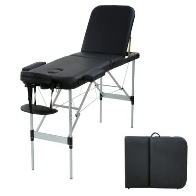 Massage Tables Portable Lash Bed 73 inch Aluminium Tattoo Table Height Adjustable Portable Spa Bed 3 Folding Chiropractic Table w/Carry Case/Face Cradle/Hand Pallet for Travel Physical Therapist