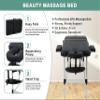 Massage Tables Portable Lash Bed 73 inch Aluminium Tattoo Table Height Adjustable Portable Spa Bed 3 Folding Chiropractic Table w/Carry Case/Face Cradle/Hand Pallet for Travel Physical Therapist view 2
