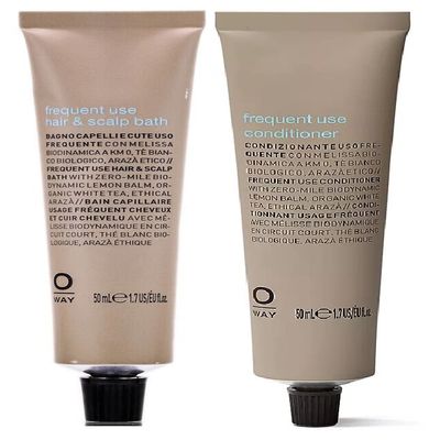 0way FREQUENT USE Hair & Scalp Bath Shampoo & Conditioner Duo Set Kit, Made in Italy, Biodynamic Ingredients (Shampoo (1.7 oz) + Conditioner (1.7 oz))
