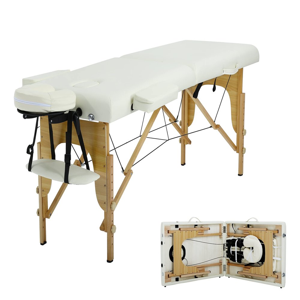 24 In Wide Massage Tables Portable Lash Bed 73 inch Tattoo Table, Height Adjustable Portable Spa Bed, 2 Folding Chiropractic Table w/Carry Case/Face Cradle/Hand Pallet for Travel Physical Therapist