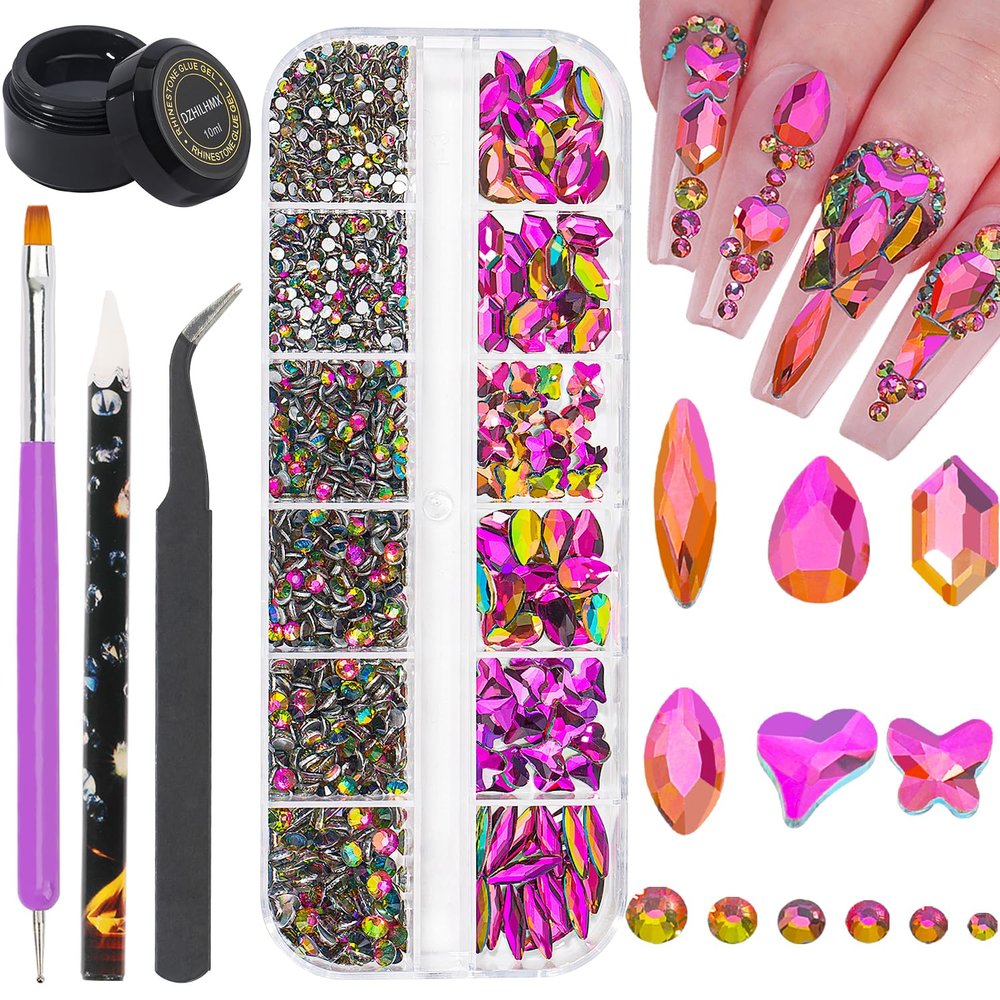 Nail Art Rhinestones Flame Red Flat Back Rhinestones for Makeup Nail Gems Nail Crystals Diamonds Jewelry Rhinestones for Face and Nail Design DIY Crafts Decoration