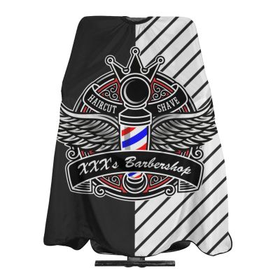 Custom Barber Cape Hairdresser Cape, Add Your Photo Text Logo Personalized Barber Black Stripe Salon Cape for Men, Customized Hair Cutting Cape for Home Salon Barbershop