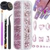 Nail Art Rhinestones Pink Flat Back Rhinestones for Makeup Nail Gems Nail Crystals Diamonds Jewelry Rhinestones for Face and Nail Design DIY Crafts Decoration view 1