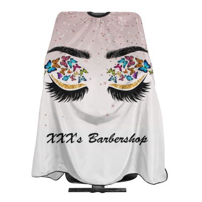 Custom Barber Cape Hairdresser Cape, Add Your Photo Text Logo Personalized Eyes Pink Salon Cape for Men, Customized Hair Cutting Cape for Home Salon Barbershop