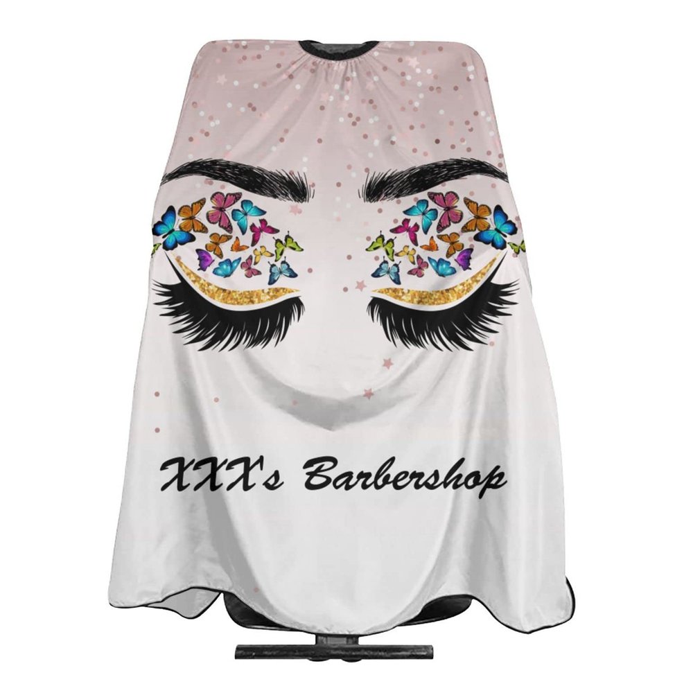 Custom Barber Cape Hairdresser Cape, Add Your Photo Text Logo Personalized Eyes Pink Salon Cape for Men, Customized Hair Cutting Cape for Home Salon Barbershop