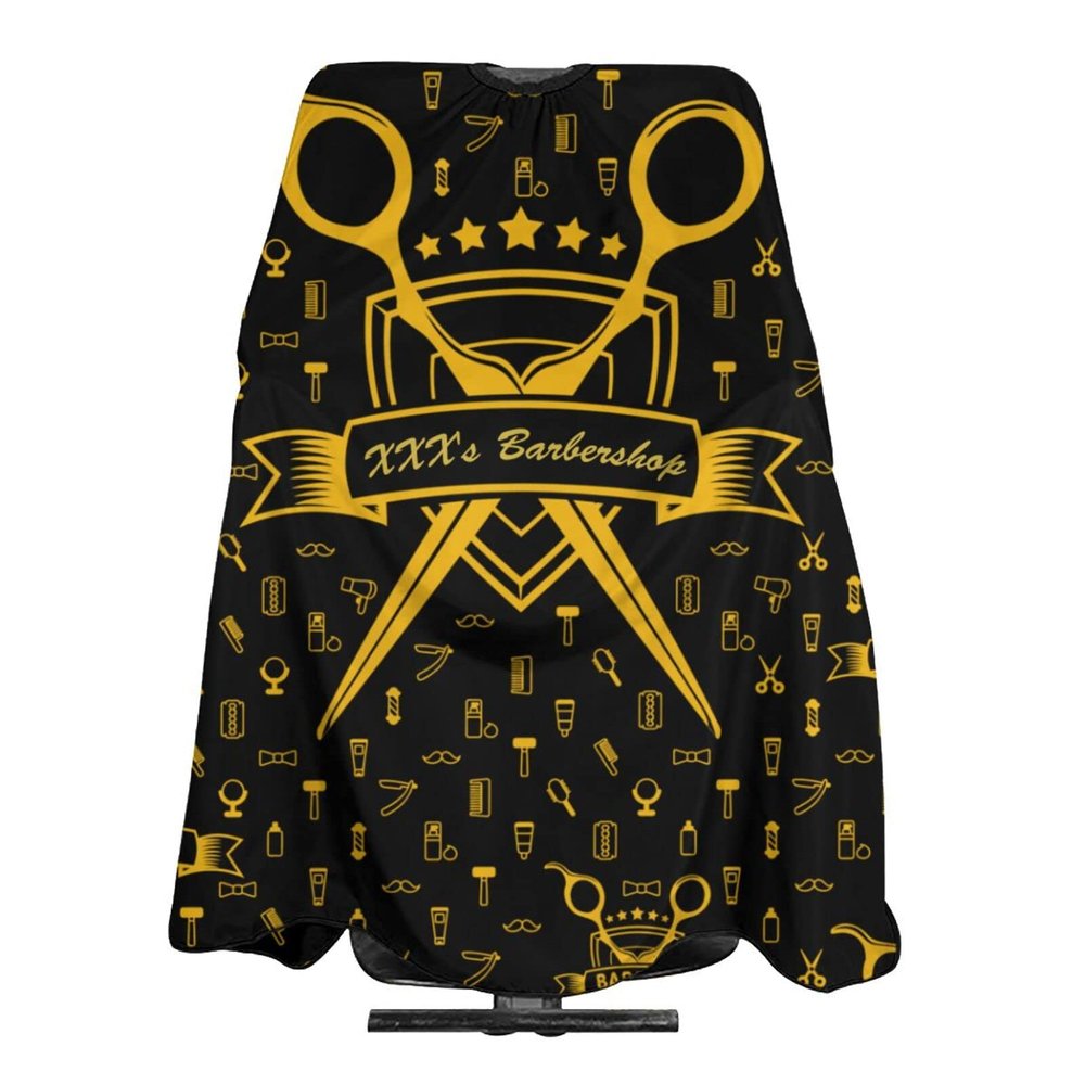 Custom Barber Cape Hairdresser Cape, Add Your Photo Text Logo Personalized Barbershop Glod Salon Cape for Men, Customized Hair Cutting Cape for Home Salon Barbershop