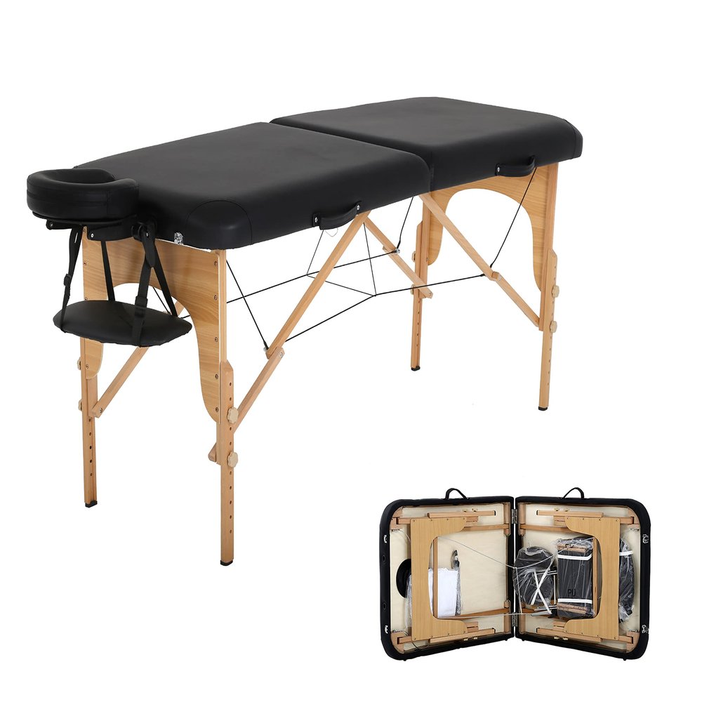 Capacmkseh Massage Tables Portable Lash Bed 73 inch Tattoo Table, Height Adjustable Portable Spa Bed, 2 Folding Chiropractic Table w/Carry Case/Face Cradle/Hand Pallet/Bolster for Physical Therapist