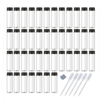 Elfenstall- 50pcs 5ml 1/6oz Vials Clear Glass Bottle with Orifice Reducer Black Caps Jars Portable For Travel Essential Oil Perfume Liquid Sampling Sample + Free 5pcs 3ml Dropper