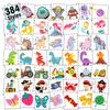 Partywind 384 Mixed Styles Temporary Tattoos for Kids, Cute Tattoo Stickers as Birthday Surprise Boys and Girls, Party Supplies Favors with Dinosaur/Mermaid/Pirate and More (8 Sheets) view 1