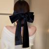 .Wiwpar Large Black Hair Bows for Women Velvet Hair Bow Hair Clips French Barrette Long Ribbon Tail Soft Plain Color Bowknot Hairpin Headwear Hair Accessories for Halloween Party (black) view 1