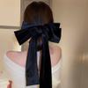 .Wiwpar Large Black Hair Bows for Women Velvet Hair Bow Hair Clips French Barrette Long Ribbon Tail Soft Plain Color Bowknot Hairpin Headwear Hair Accessories for Halloween Party (black) view 2