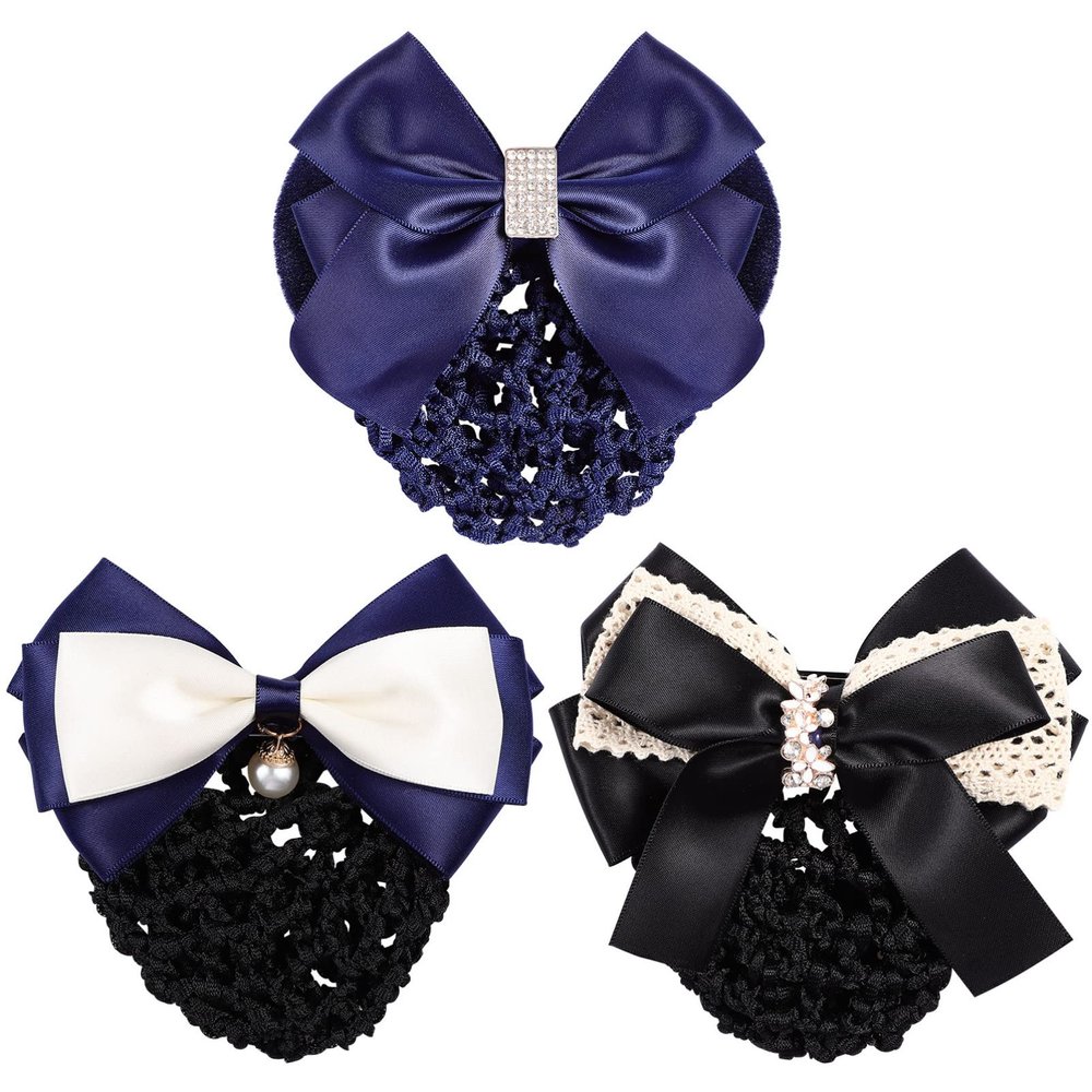 OSALADI 3pcs Women Girls Hair Nets Crochet Hair Accessories for Women Snood Net Bow-knot