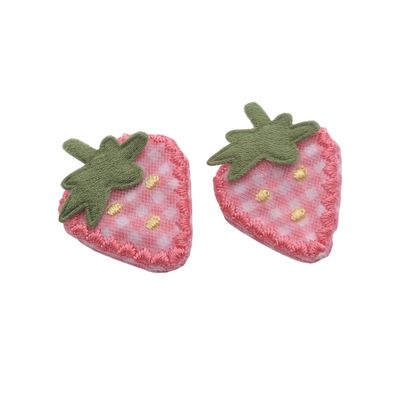 2PCS Fabric Strawberry Hair Clips for Women Girls Sweet Hairpins Pink Barrettes Duckbill Hair Accessories