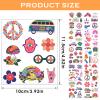 158 Pcs Hippie Temporary Tattoos, Face Tattoos Stickers Love and Peace Rainbow Temporary Tattoos Hippie Tattoos for Kids Women Man Adult Hippie Costume Accessories Party Decorations view 2