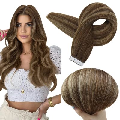 Full Shine Balayage Tape in Hair Color 4/24/4 And Color 3/8/22 Tape in Hair for Women