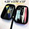 AGOZ 4.25" x 2.75" x 1.5" Mini Case for Manicure, Small Hard Travel Pouch with Wrist Strap for Nail Care Tools, Water Resistant and Anti-shock Unisex Case for Manicure Pedicure Kit (Blue) view 2