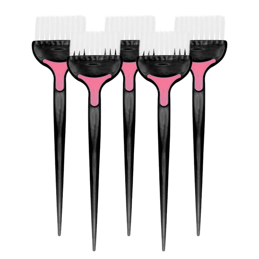 LALAFINA 5pcs Hair Dye Applicator Brush for Easy Hair Coloring Treatment Soft Bristle Inverted Film Care Brush for Home Salon Use Black
