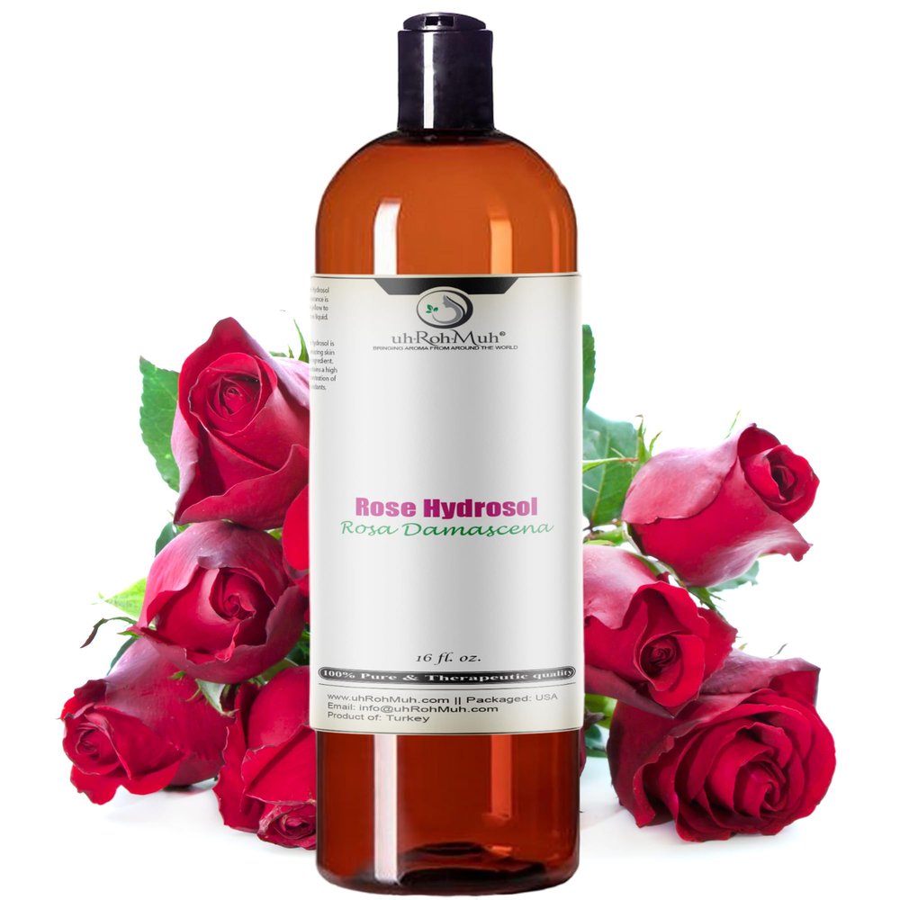 uh*Roh*Muh Pure Rose Hydrosol - 100% Natural & Pure Rose Water Hydrosol for Face & Body | Distilled Bulk Rosewater for Hair, Face and Skin - Sourced from India - 16oz