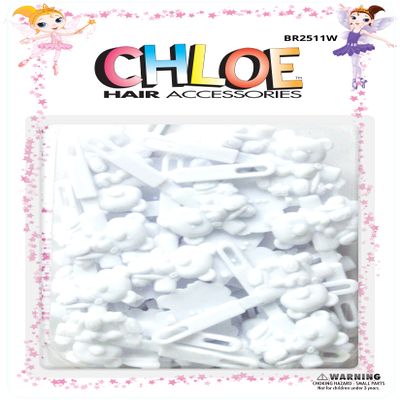 Chloe Hair Accessories | Single Bear Hair Pins | 32 PCS - White