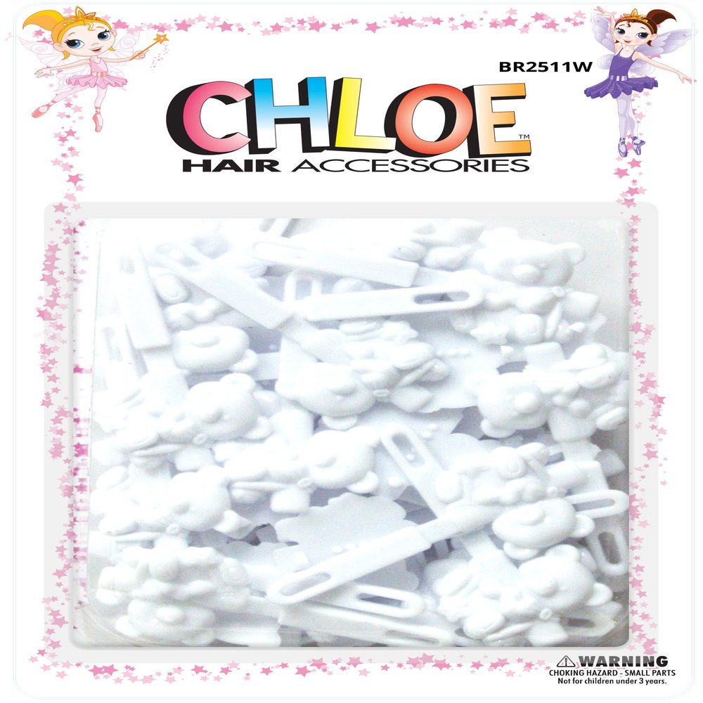 Chloe Hair Accessories | Single Bear Hair Pins | 32 PCS - White