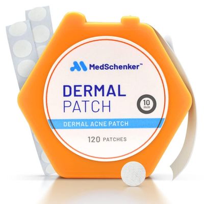 MEDSCHENKER Dermal Acne Patches for Face and Body - On the Go Carrying Case - Hydrocolloid Korean Acne Scar Treatment for Face - Skin Clearing Zit Patches for Face - 120 Ct. (10 mm)
