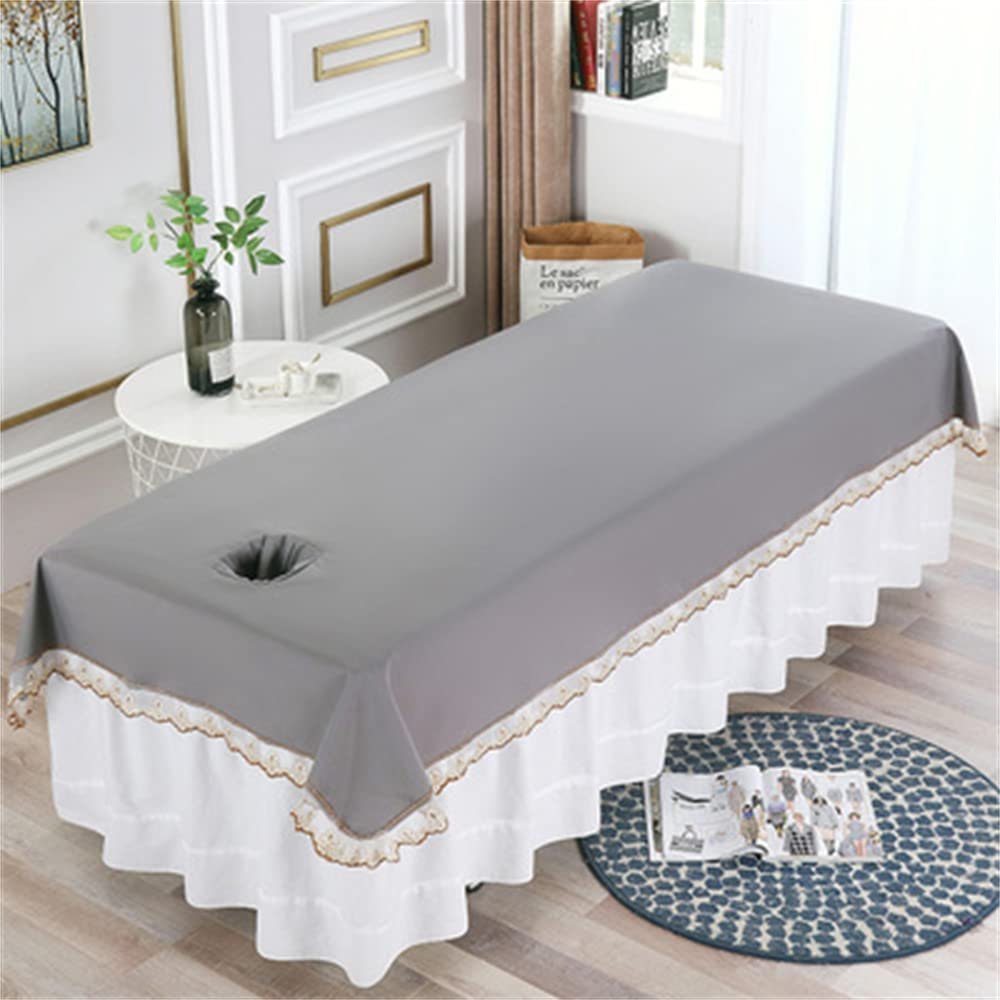 Cotton Spa Massage Treatment Table Bed Cover with Face Hole Salon Bed Sheet Solid Color Massage Table Sheet Beauty Salon Spa Sheet for Massage Bed-C 31x79inch(80x200cm)