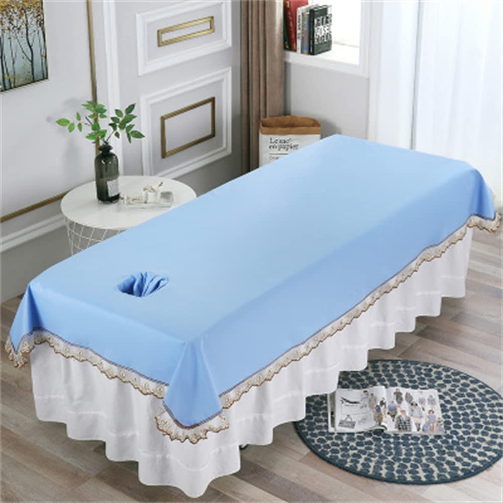 Cotton Spa Massage Treatment Table Bed Cover with Face Hole Salon Bed Sheet Solid Color Massage Table Sheet Beauty Salon Spa Sheet for Massage Bed-E 31x79inch(80x200cm)