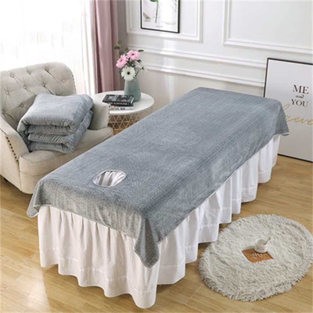 Cotton Bed Sheet Cover with Face Hole Beauty Salon Spa Sheet Solid Color Massage Sheet Cover Massage Table Cover Sheet Salon Bed Sheet Cover for Massage Bed-F 30x79inch(75x200cm)