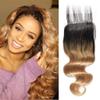 1B/27 Closure Pre Plucked Ombre Lace Closure Human Hair Transparent Lace Free Part 4X4 Lace Front Closure With Baby Hair Brazilian Virgin Hair Body Wave Lace Closure Next Day Delivery 16 Inch view 1