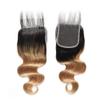 1B/27 Closure Pre Plucked Ombre Lace Closure Human Hair Transparent Lace Free Part 4X4 Lace Front Closure With Baby Hair Brazilian Virgin Hair Body Wave Lace Closure Next Day Delivery 16 Inch view 2