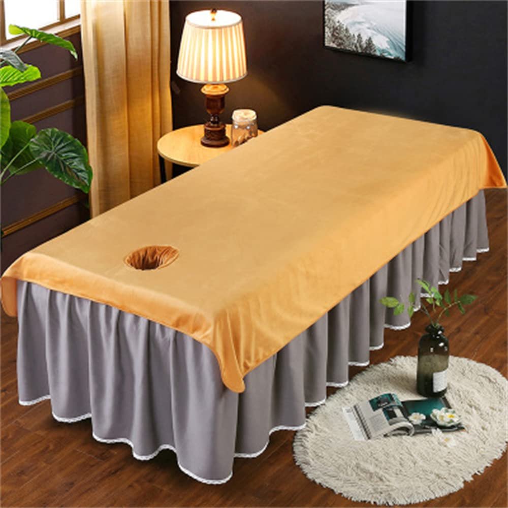 Darley Cotton SPA Massage Couch Cover with Face Hole Salon Couch Sheet Solid Color Massage Table Cover Sheet Beauty Salon Spa Sheet Bed Sheet Cover for Massage Bed-D 47x75inch(120x190cm)