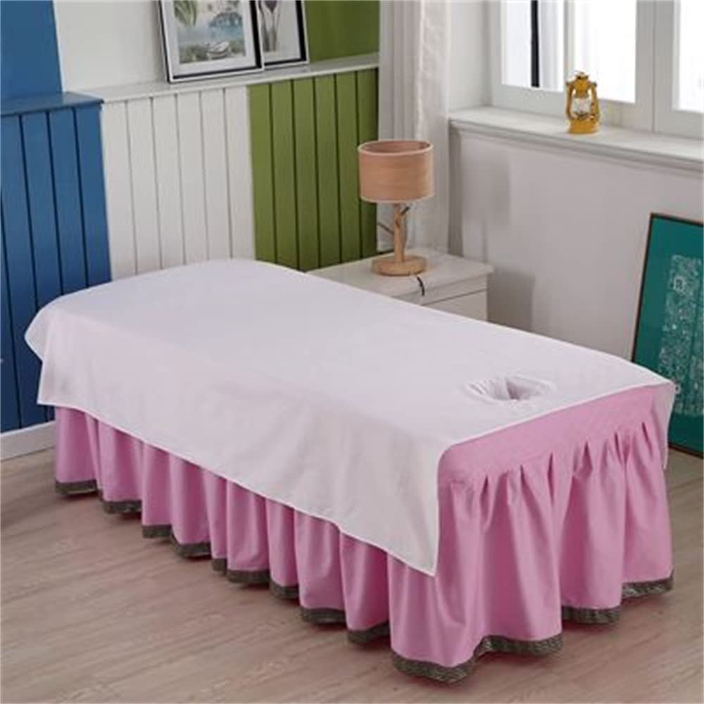 Cotton Massage Table Cloth with Face Hole Massage Table Cover Sheet Solid Color Salon Couch Sheet Spa Massage Treatment Table Bed Cover for Massage Bed-B 39x79inch(100x200cm)