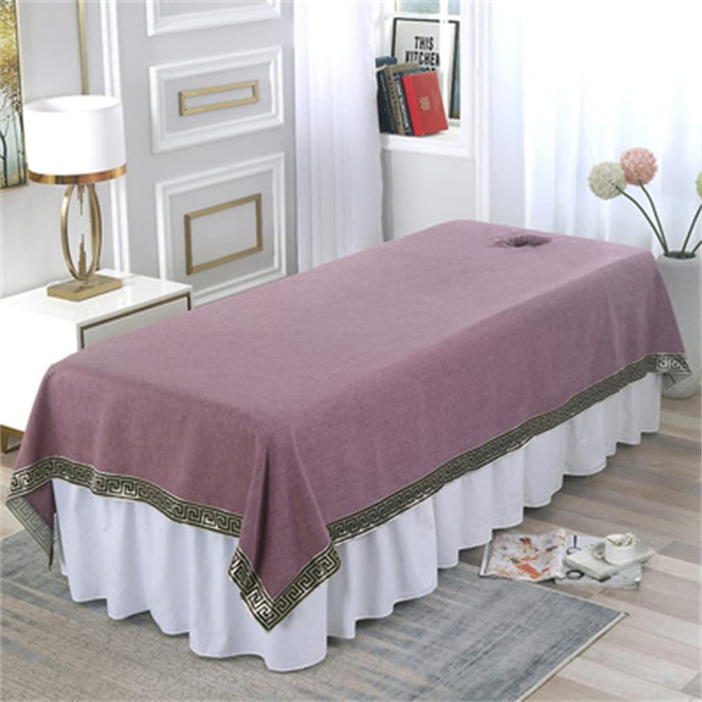 Darley Cotton Beauty Salon Spa Sheet with Face Hole Beauty Salon Spa Sheet Soft Beauty Bedsheet Massage Sheet Cover Salon Bed Sheet Cover SPA Massage Table Cover-B 31x79inch(80x200cm)