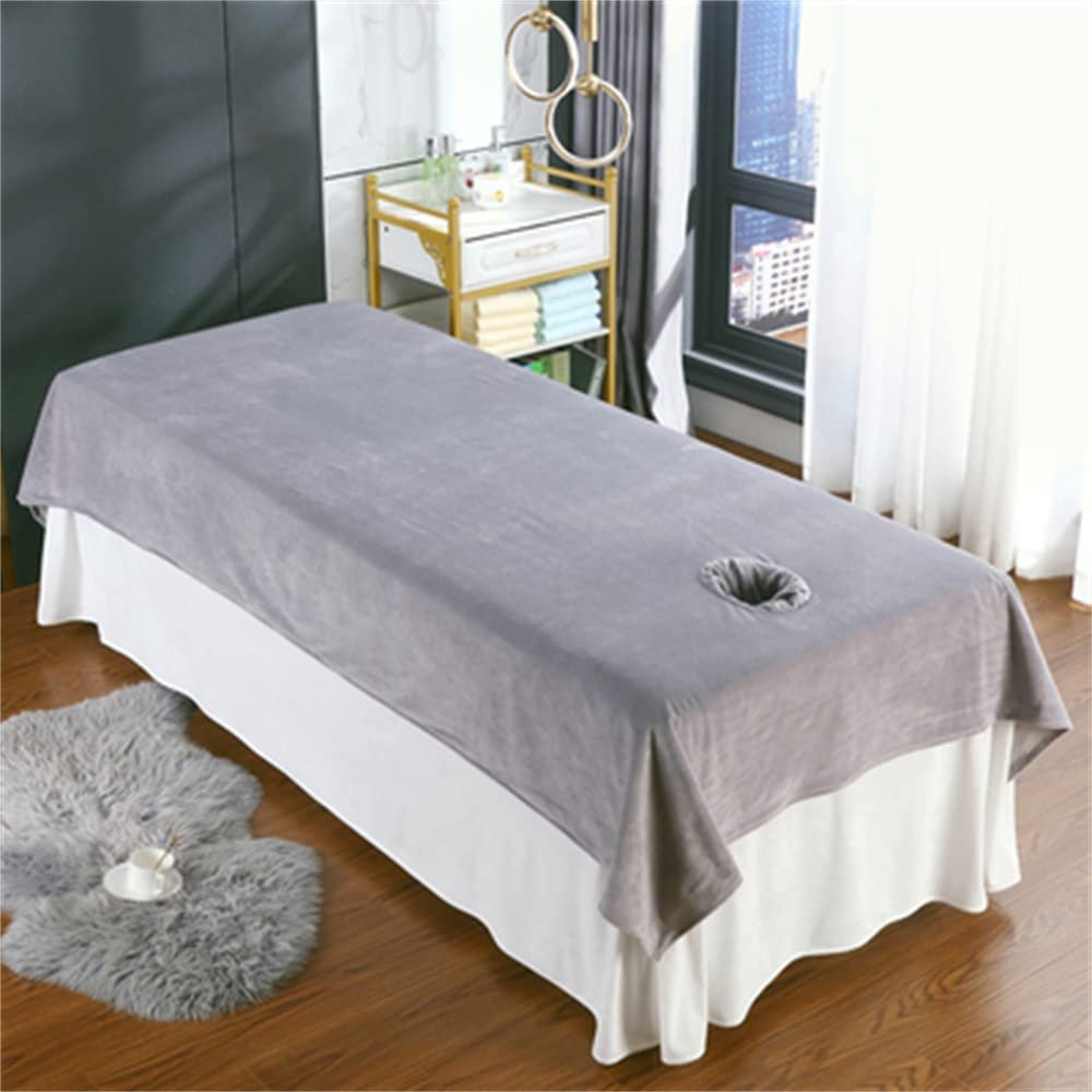 Cotton SPA Massage Couch Cover with Face Hole Massage Table Cloth Solid Color Beauty Salon Spa Sheet Bed Sheet Cover Beauty Couch Cover for Massage Tables Bed Treatment-C 31x79inch(80x200cm)