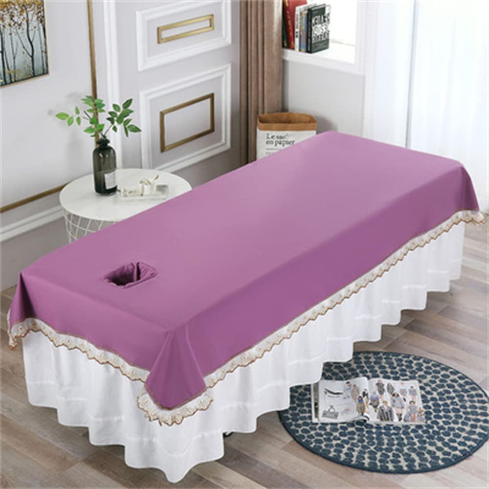 Cotton Spa Massage Treatment Table Bed Cover with Face Hole Salon Bed Sheet Solid Color Massage Table Sheet Beauty Salon Spa Sheet for Massage Bed-A 31x79inch(80x200cm)