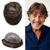 Mens Hairpieces All Poly Toupee for Men Real Human Hair Replacement System Thin Skin Mens Toupee 0.1mm Male Hair Prothesis 8"X10" #320 3# DARK BROWN WITH 20% SYNTHETIC GREY view 1