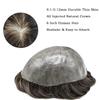 Mens Hairpieces All Poly Toupee for Men Real Human Hair Replacement System Thin Skin Mens Toupee 0.1mm Male Hair Prothesis 8"X10" #320 3# DARK BROWN WITH 20% SYNTHETIC GREY view 4