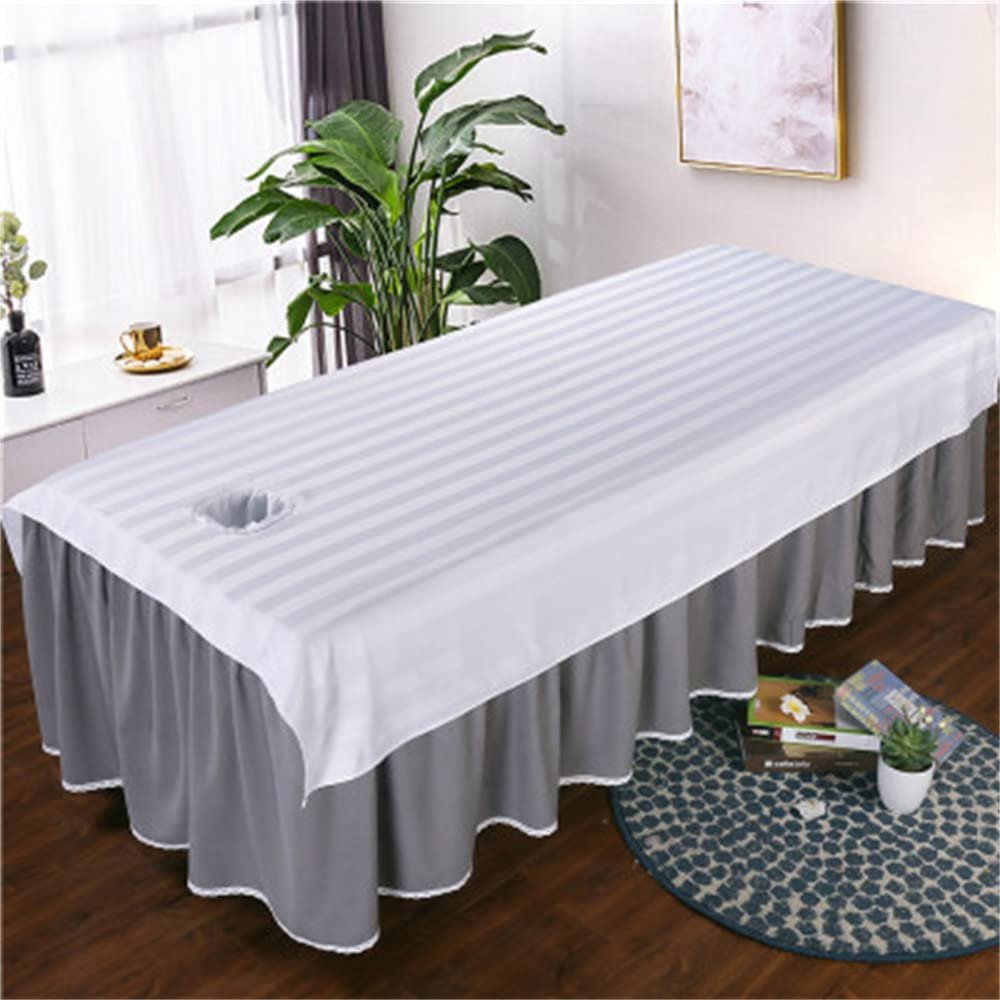 Cotton Massage Table Sheet with Face Hole Salon Couch Sheet Washable Beauty Salon Spa Sheet Beauty Massage SPA Couch Cover Spa Massage Treatment Table Bed Cover-C 31x75inch(80x190cm)