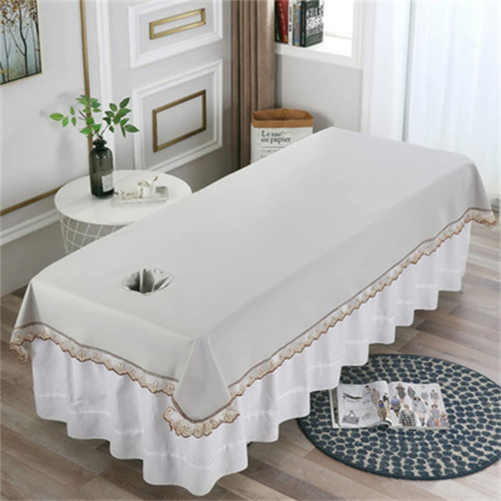 Cotton Spa Massage Treatment Table Bed Cover with Face Hole Salon Bed Sheet Solid Color Massage Table Sheet Beauty Salon Spa Sheet for Massage Bed-G 31x79inch(80x200cm)