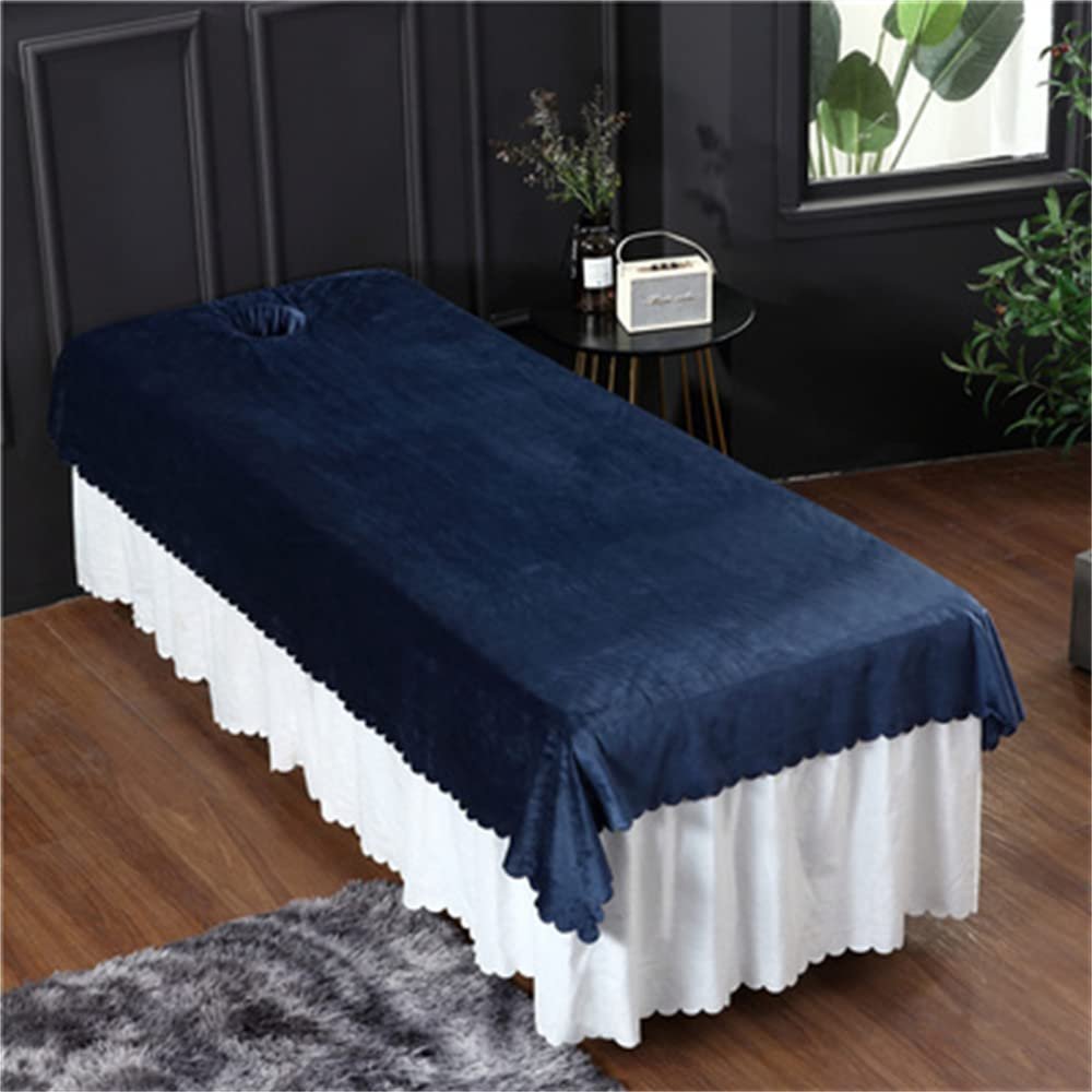 Massage Table Cover Sheet with Face Hole Spa Massage Treatment Table Bed Cover Soft Beauty Salon Spa Sheet Beauty Massage SPA Couch Cover for Massage Bed-D 31x87inch(80x220cm)