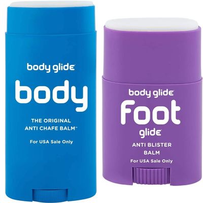 body glide Original Anti-Chafe Balm, 2.5oz & Foot Glide Anti Blister Balm, 0.8oz: Blister Prevention for Shoes, Cleats, Sandals, Boots, high Heels, Cleats, Socks, and Sandals.