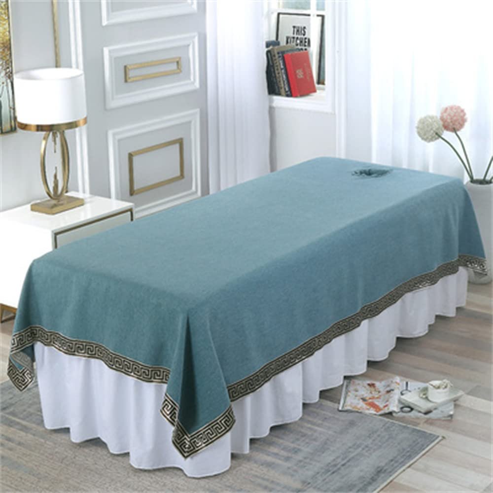 Darley Cotton Beauty Salon Spa Sheet with Face Hole Beauty Salon Spa Sheet Soft Beauty Bedsheet Massage Sheet Cover Salon Bed Sheet Cover SPA Massage Table Cover-C 31x79inch(80x200cm)