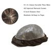 Full PU Toupee for Men Human Hairpiece Durable Thin Skin Hair Replacement System Mens Toupee 0.1MM Skin PU Injected Hair Units for Men 8"X10" #310 3# DARK BROWN WITH 10% SYNTHETIC GREY view 4